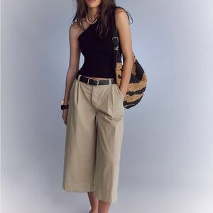 Free People Maude Wide Cropped Chino Trousers